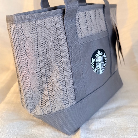 Starbucks Gray Cable Knit Canvas Tote Bag - Taiwan Exclusive Edition NWT - Picture 6 of 12